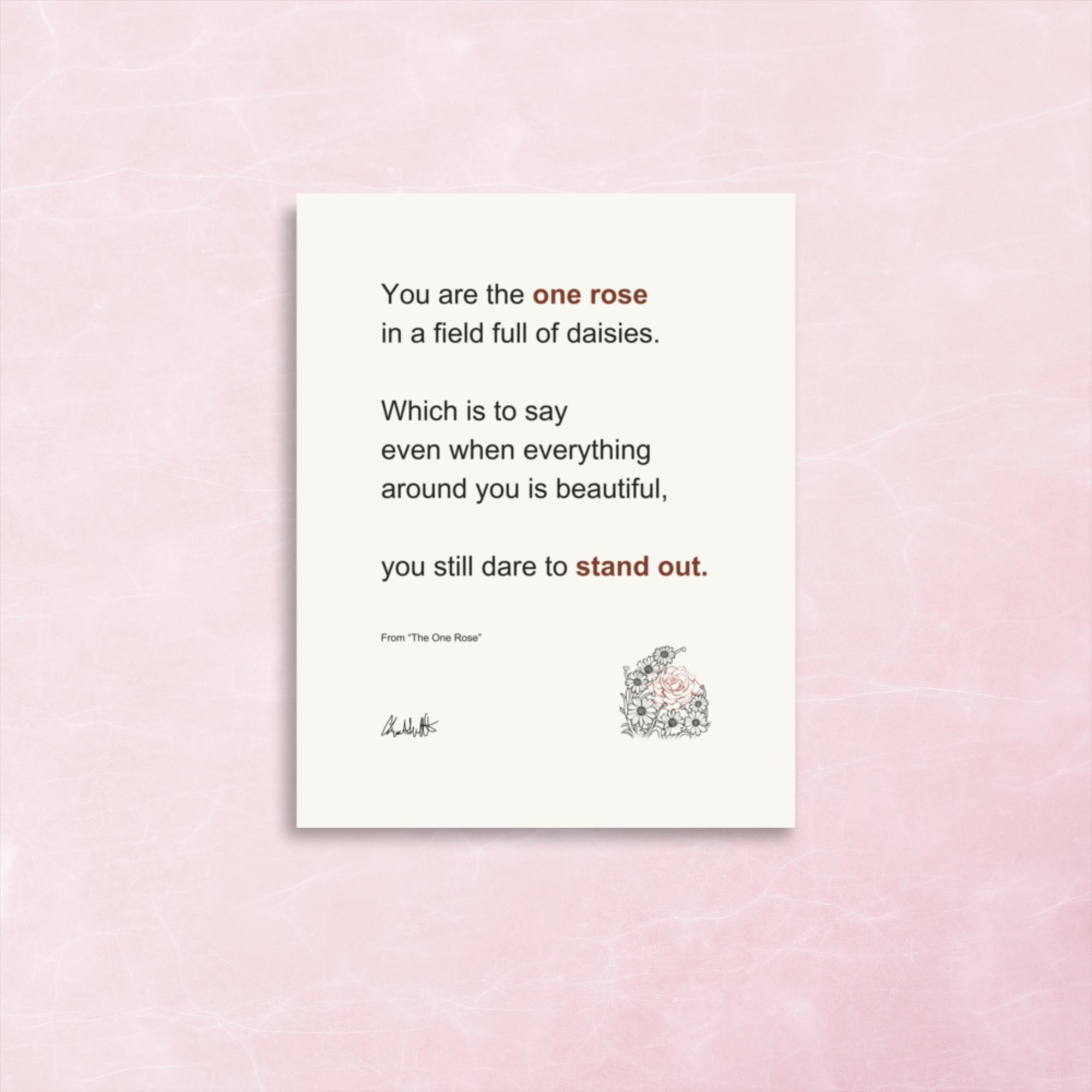 The One Rose inspirational poetry print by Chris Gallant