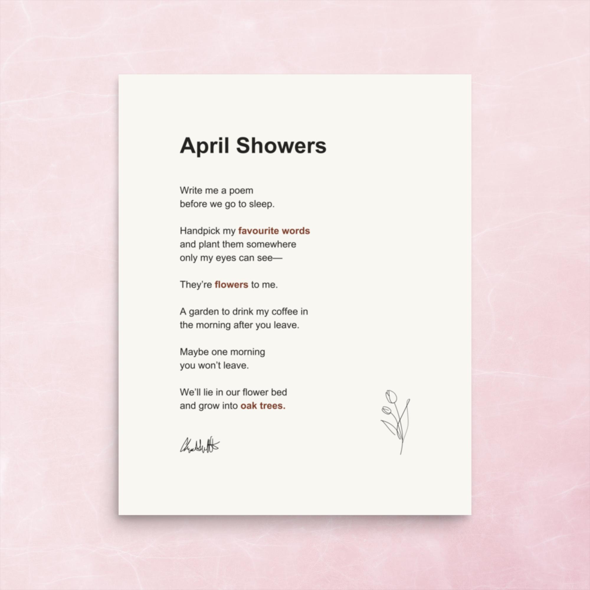 April Showers Poetry Print – Romantic Floral Wall Art - Image 3