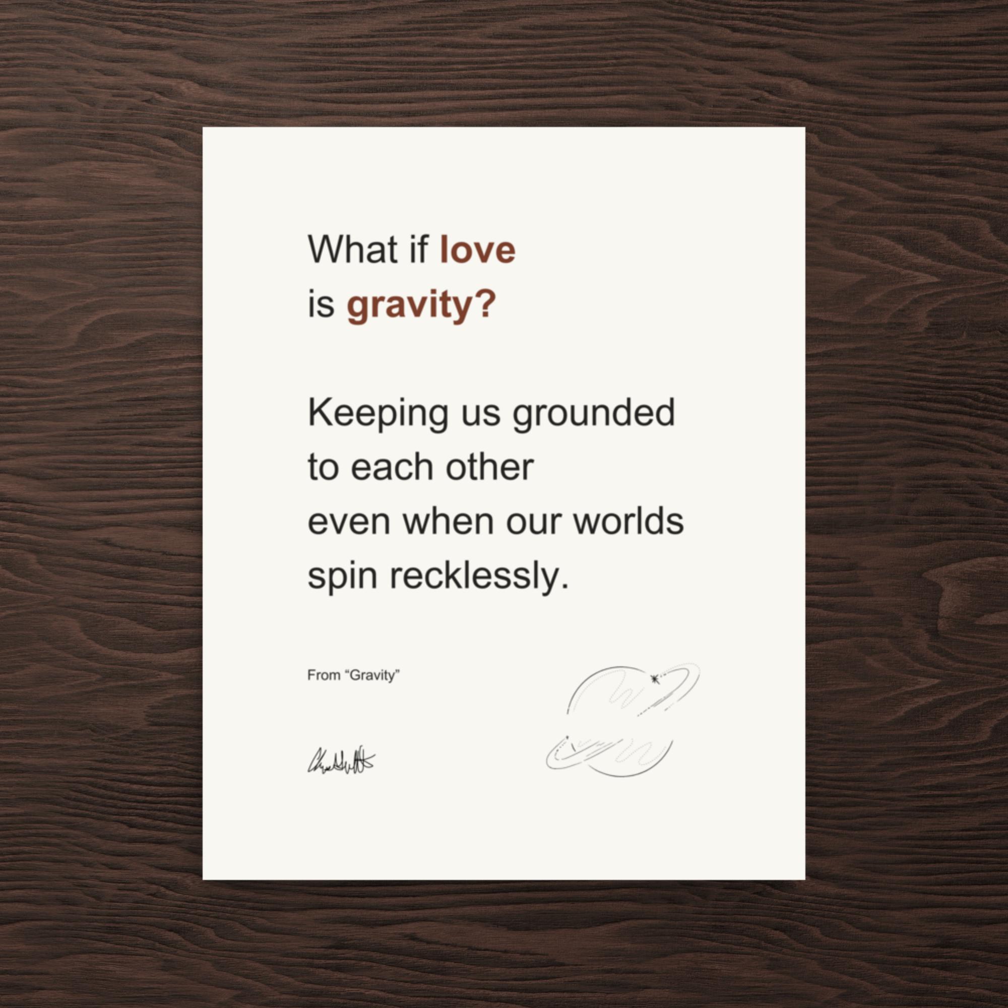 Gravity Poetry Print – Meaningful Love and Connection Wall Art - Image 3