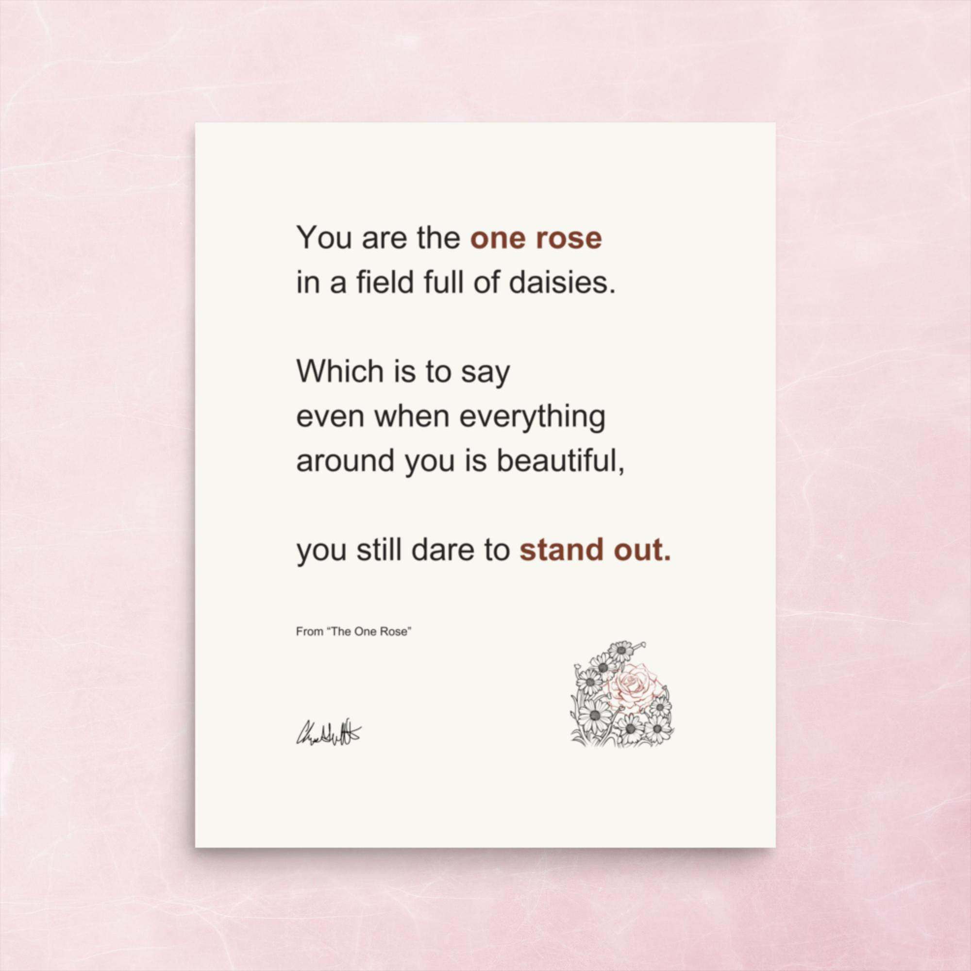 The One Rose Poetry Print – Inspirational Floral Wall Art - Image 3