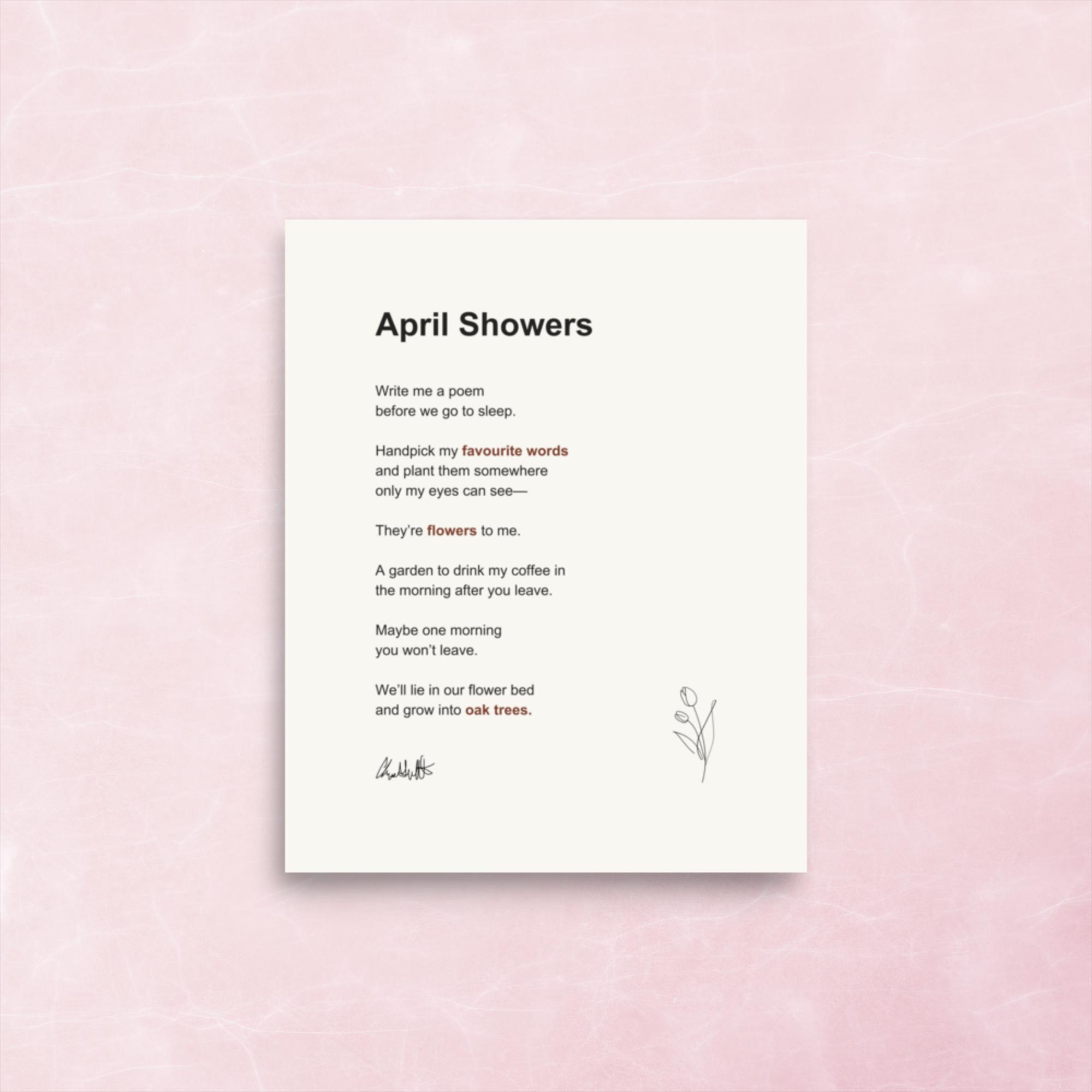 April Showers Poetry Print – Romantic Floral Wall Art - Image 2