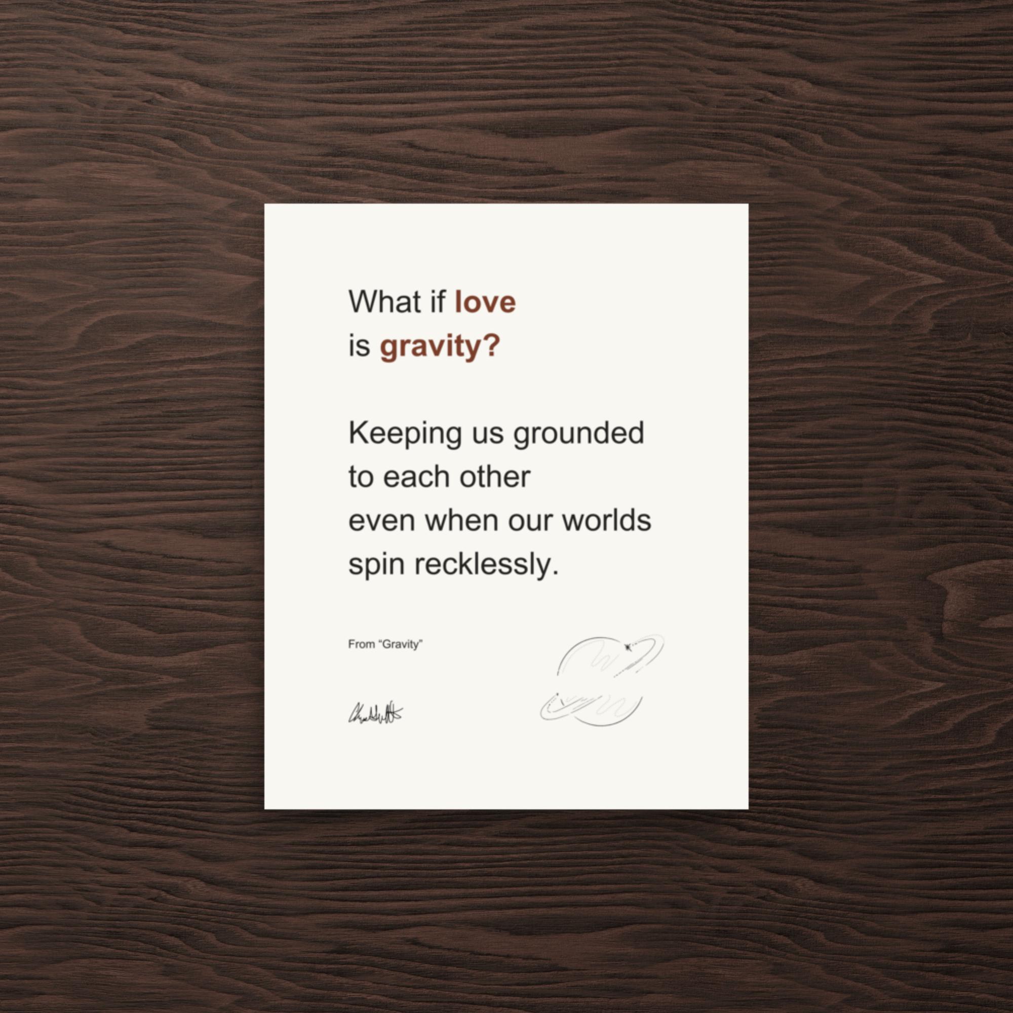 Gravity Poetry Print – Meaningful Love and Connection Wall Art - Image 2