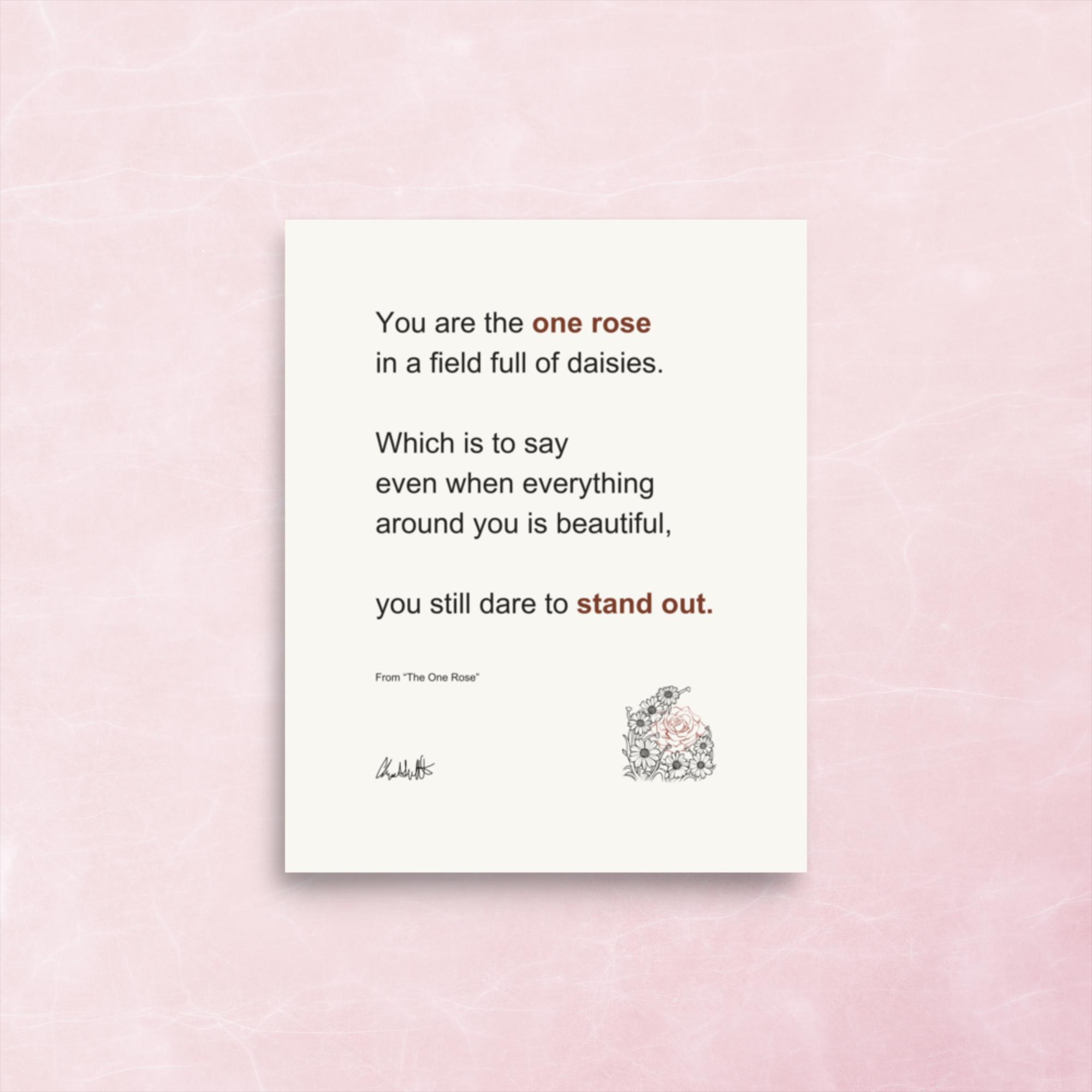 The One Rose Poetry Print – Inspirational Floral Wall Art - Image 2